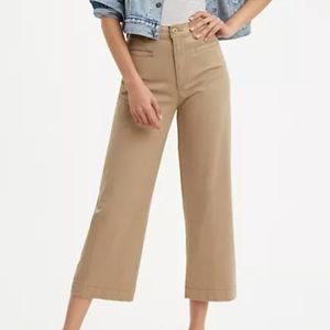 Levi's ribcage wide leg crop in khaki